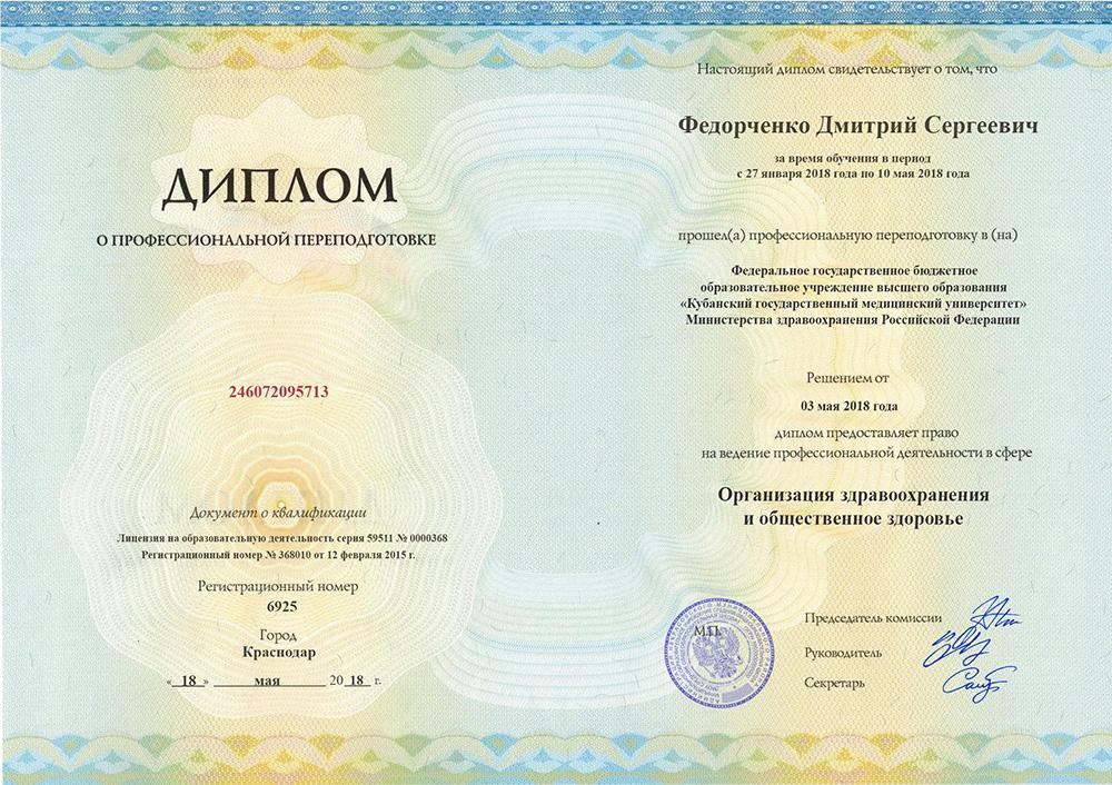 Профессиональная переподготовка Федорченко